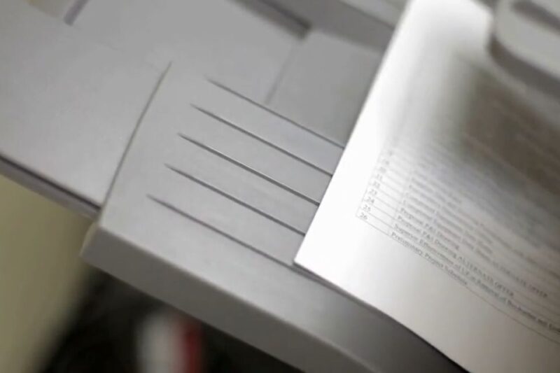 List papira izlazi iz štampača tokom štampanja dokumenta